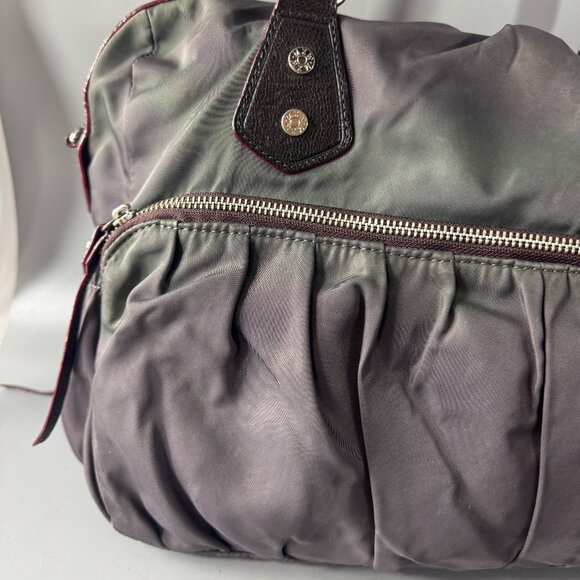 MZ Wallace Kate Gray Nylon Brown Leather Trim Shoulder Bag - Picture 6 of 14